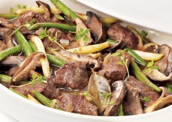 Stewed Milk-Fed Veal with Mushrooms