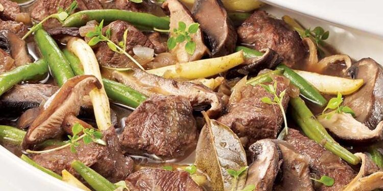 Stewed Milk-Fed Veal with Mushrooms