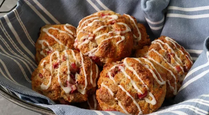 Strawberry Rhubarb Drop Biscuits